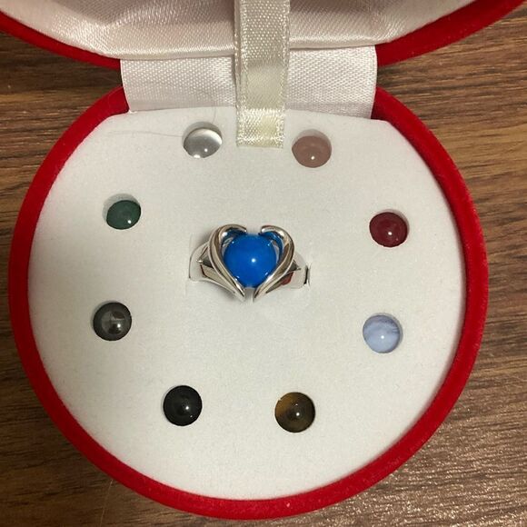 Life By Ken Craft Sterling Silver Ring with 9 Interchangeable Gemstone Inserts. - Picture 1 of 8